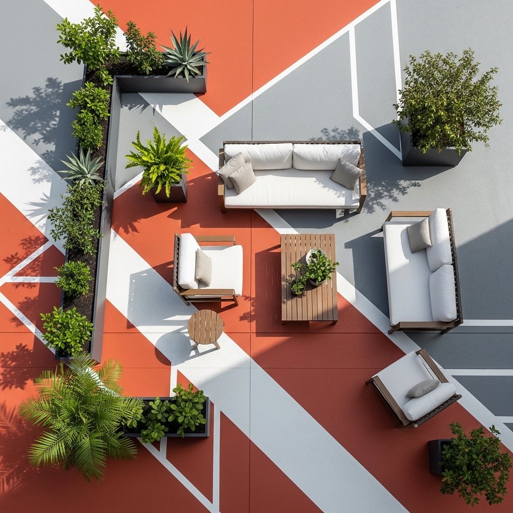 Painted Concrete Geometric Patterns