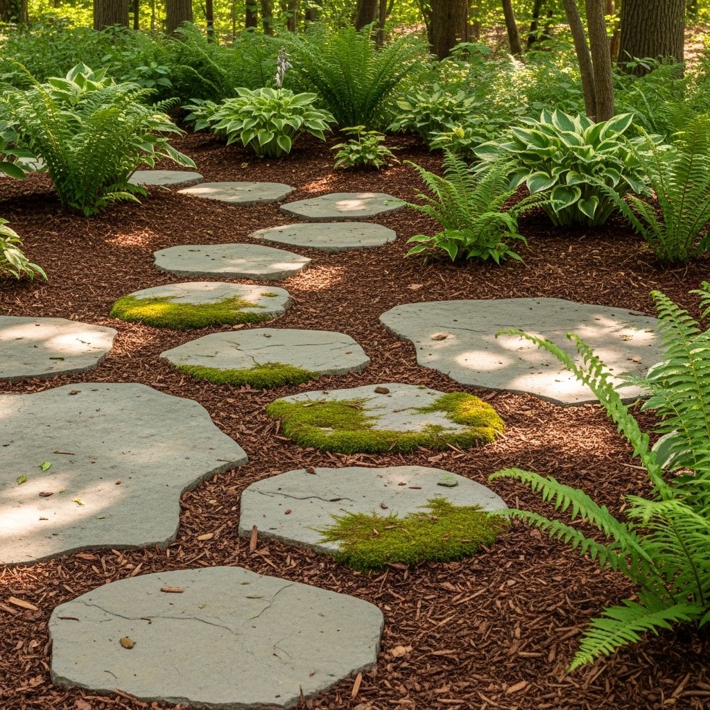 Mulch Pathways with Pavers