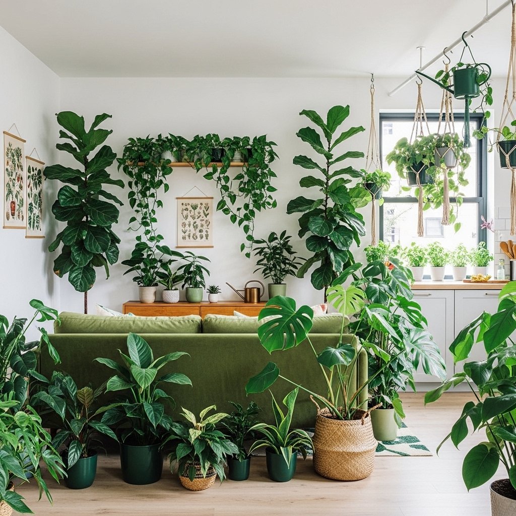 Open Concept Living Room with Indoor Plants